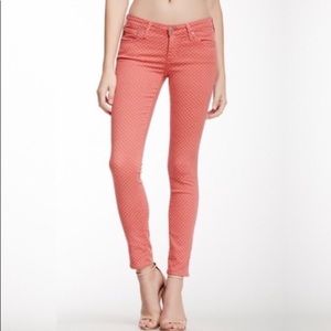 Anthropologie AG Polka Dot Coral Jeans